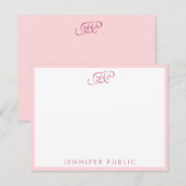 Carte De Correspondance Élégant Blush Rose Calligraphié Monogramme de scri (Devant / Derrière)