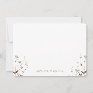 Carte De Correspondance Elégant Boho Fleur sauvage Floral Personnalisé
