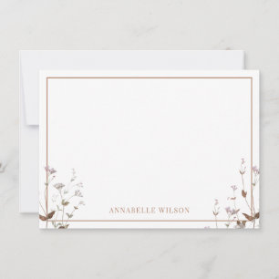 Carte De Correspondance Elégant Boho Fleur sauvage Floral Personnalisé