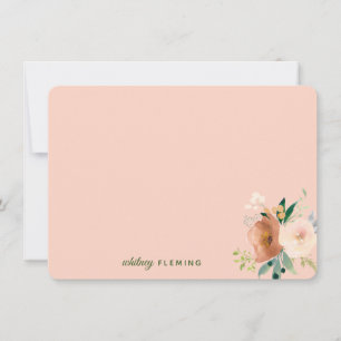 Carte De Correspondance Elégant Boho Neutre Aquarelle Floral Personnel Non