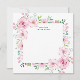 Carte De Correspondance Élégant Botanique Aquarelle Rose Merci