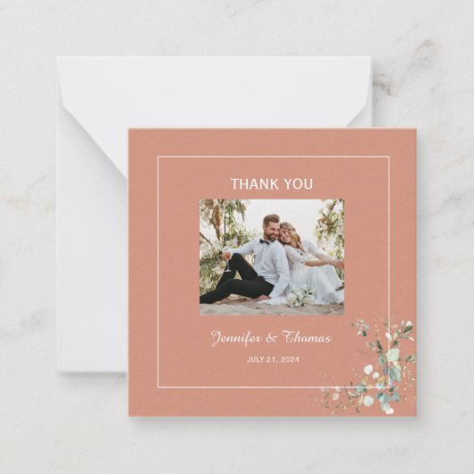 Carte De Correspondance Elégant Botanique Eucalyptus Verdure & Terracotta (Devant)