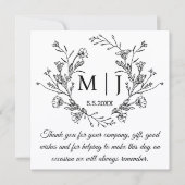 Carte De Correspondance élégant botanique simple merci mariage (Devant)