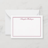 Carte De Correspondance Elégant Bourgogne et Blanc Personnalisé (Devant)