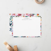 Carte De Correspondance Elégant cadre botanique rose blanc rose (Devant/Arrière en situation)