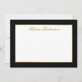 Carte De Correspondance Elégant cadre noir et blanc rayures or (Devant)