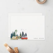 Carte De Correspondance Élégant Camping Aquarelle Pine Mariage (Devant/Arrière en situation)