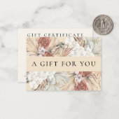 Carte De Correspondance Élégant certificat cadeau Boho séché aquarelle (Devant/Arrière en situation)