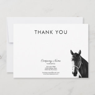 Carte De Correspondance Elégant Cheval Head BW Merci Business