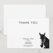 Carte De Correspondance Elégant Cheval Head BW Merci Business (Devant / Derrière)