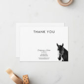 Carte De Correspondance Elégant Cheval Head BW Merci Business (Devant/Arrière en situation)