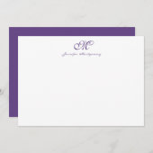 Carte De Correspondance Élégant Chic Girly Script Monogramme violet (Devant / Derrière)