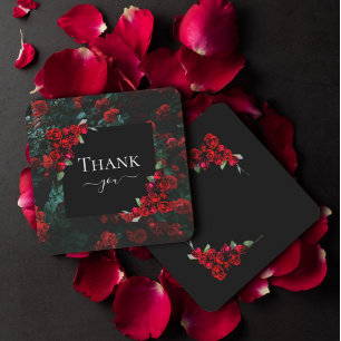 Carte De Correspondance Élégant chic Merci romantique Roses rouges Floral