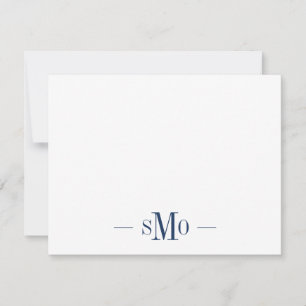 Carte De Correspondance Élégant Chic Navy Blue Monogramme 3 Initiales