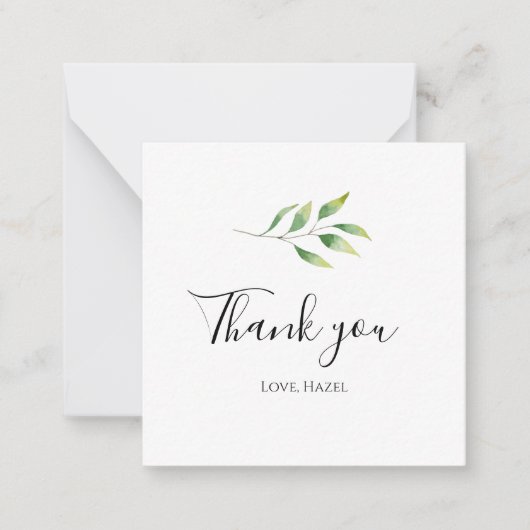 Carte De Correspondance Elégant chic romantique "Merci" blanc botanique (Devant)