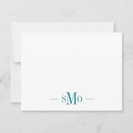 Carte De Correspondance Élégant Chic Turquoise Monogramme vert 3 Initiales (Devant)