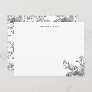 Carte De Correspondance Élégant Chic Vintage Grey Rose Floral
