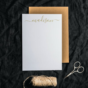 Carte De Correspondance Élégant Clean Gold Typographie Nom Script