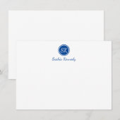 Carte De Correspondance Élégant Cobalt Blue Script Monogramme professionne (Devant / Derrière)