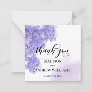 Carte De Correspondance Elégant couleur violet Aquarelle Succulents Merci