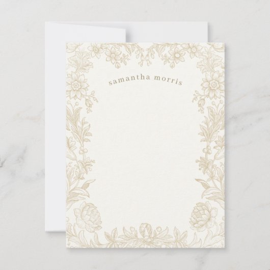 Carte De Correspondance Élégant dessin floral ivoire (Devant)