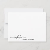Carte De Correspondance Élégant écriture noir blanc avec amour Merci (Devant)