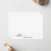 Carte De Correspondance Élégant écriture noir blanc avec amour Merci (Devant/Arrière en situation)