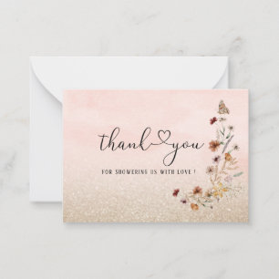 Carte De Correspondance Elégant Fleur sauvage d'aquarelle et papillon flor