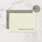 Carte De Correspondance Élégant Fond D'Olive Herringbone Patterson (Devant/Arrière en situation)