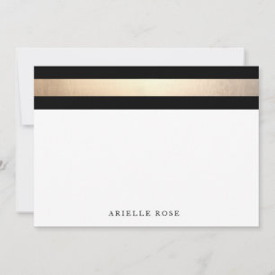 Carte De Correspondance Elégant Gold Black Stripe