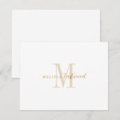 Carte De Correspondance Elegant Gold Monogram Script Serif (Devant / Derrière)