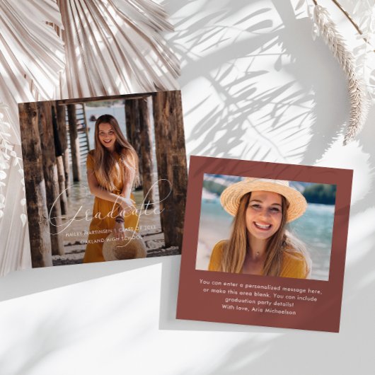 Carte De Correspondance Élégant Gradué blanc Script photo Rouge