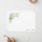 Carte De Correspondance Elegant Greenery Botanical Personalized Stationery (Devant/Arrière en situation)