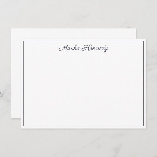Carte De Correspondance Élégant Gris Ardoise Script Signature Diamant (Devant / Derrière)