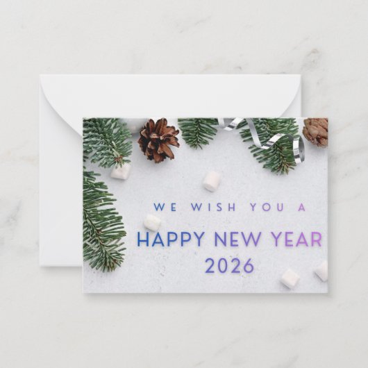 Carte De Correspondance Elegant Happy New Year 2026 Flat Note Card (Devant)