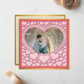 Carte De Correspondance Élégant Heureuse Sainte-Valentin de coeur rose élé (Devant/Arrière en situation)