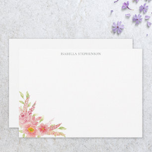 Carte De Correspondance Élégant Joli Aquarelle Rose Floral Personnalisé