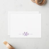 Carte De Correspondance Élégant Lavande Chic Monogramme 3 Initiales (Devant/Arrière en situation)