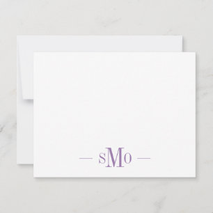 Carte De Correspondance Élégant Lavande Chic Monogramme 3 Initiales