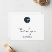 Carte De Correspondance Élégant Logo de Société de Script Moderne Merci (Devant/Arrière en situation)