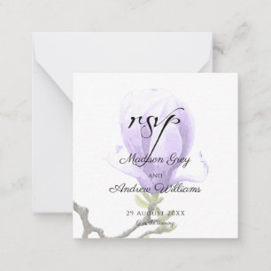 Carte De Correspondance Elégant Magnolia Violet Mariage RSVP
