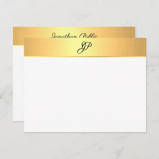 Carte De Correspondance Élégant manuscrit Monogramme Or moderne (Devant / Derrière)