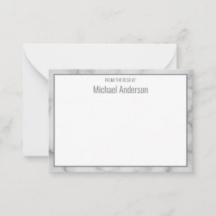 Carte De Correspondance Elégant Marbre blanc Faux Du Bureau de