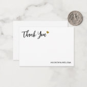 Carte De Correspondance Élégant Mariage Coeur Noir Et Or (Devant/Arrière en situation)