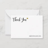 Carte De Correspondance Élégant Mariage Coeur Noir Et Or (Devant)