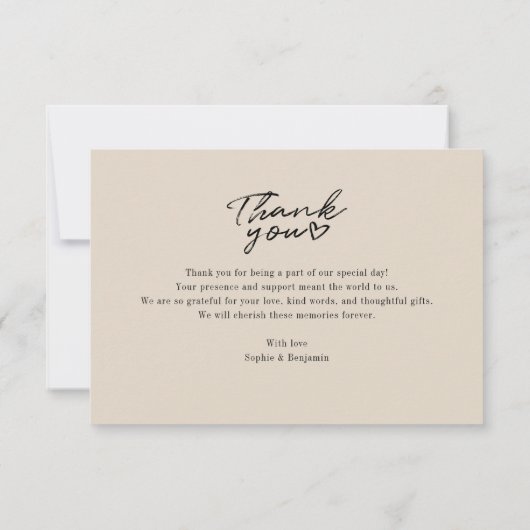 Carte De Correspondance Élégant Mariage de script photo Merci (Dos)