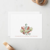 Carte De Correspondance Élégant Mariage Floral Couple (Devant/Arrière en situation)