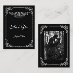 Carte De Correspondance Élégant mariage gothique noir et blanc