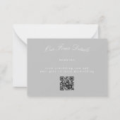 Carte De Correspondance Élégant Mariage gris clair classique QR CODE RSVP (Dos)