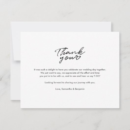 Carte De Correspondance Élégant mariage Merci de script photo (Dos)